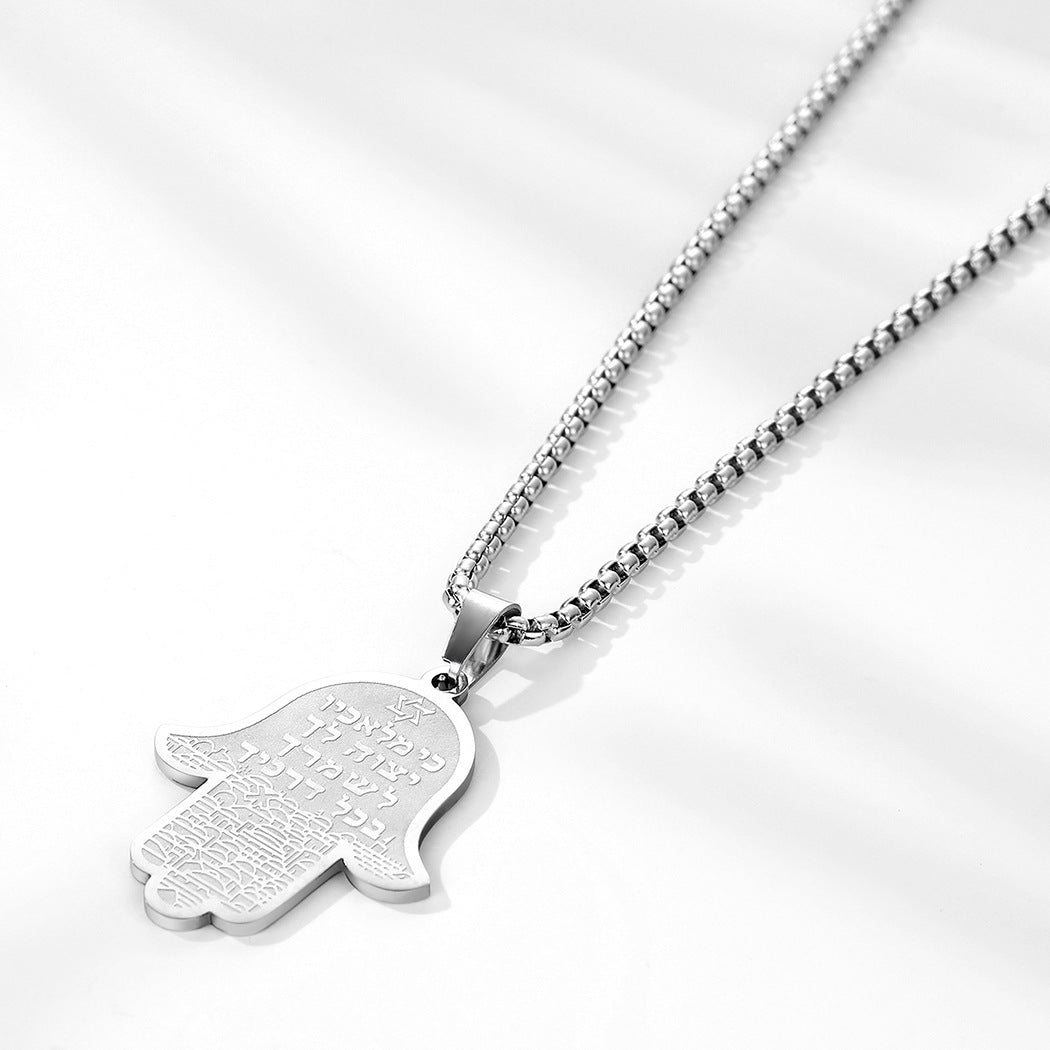 Collar con colgante de Fátima para hombre, mano de Hamsa, acero inoxidable, joyería al por mayor